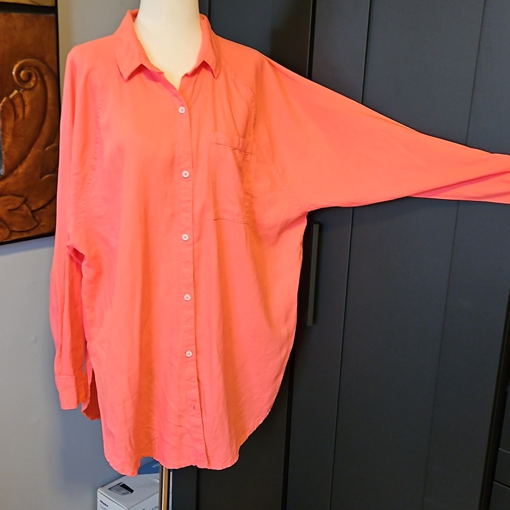 Aerie Pool to Party linen blend cover up shirt - Picture 3 of 9